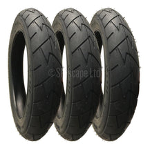 Load image into Gallery viewer, 3 Pack - 12 1/2 x 1.75 x 2 1/4” Pram Tyres in Black - To fit Mountain Buggy Plus One