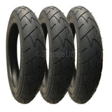 3 Pack - 12 1/2 x 1.75 x 2 1/4” Pram Tyres in Black