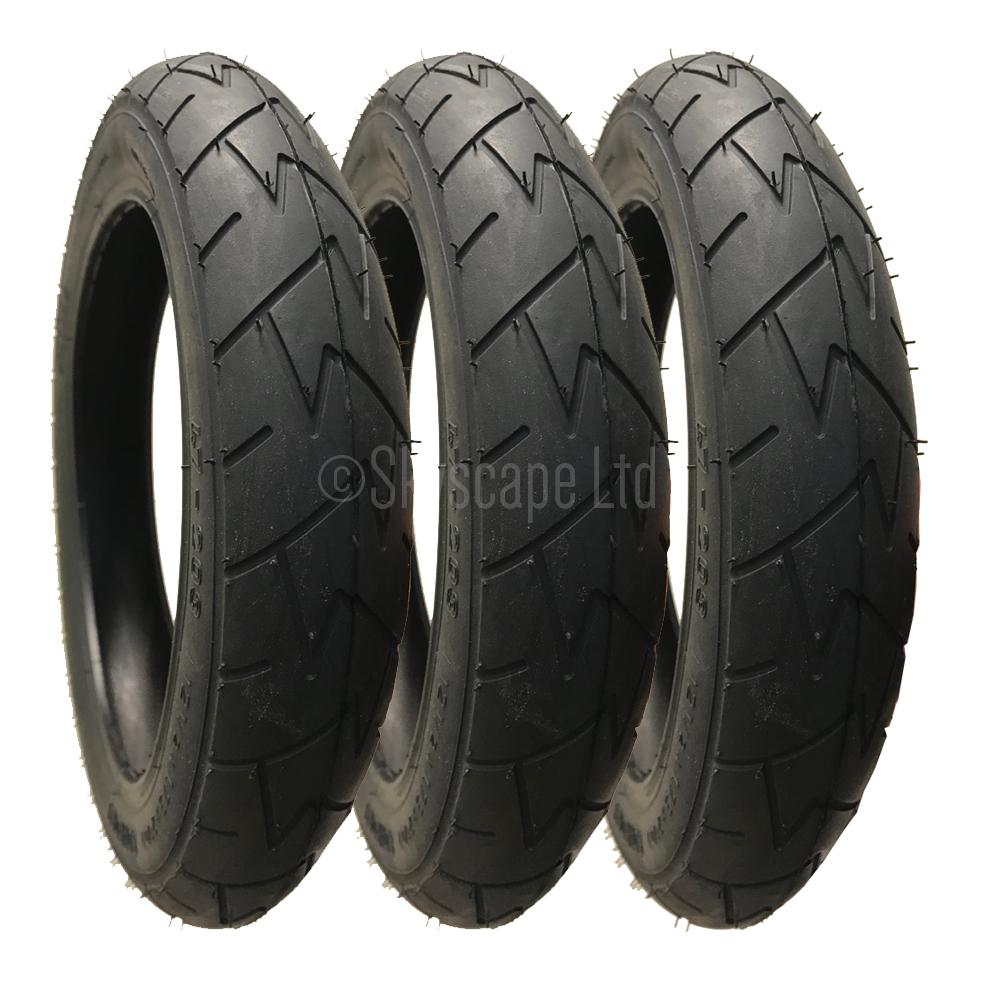 3 Pack - 12 1/2 x 1.75 x 2 1/4” Pram Tyres in Black - To fit BOB Revolution CE