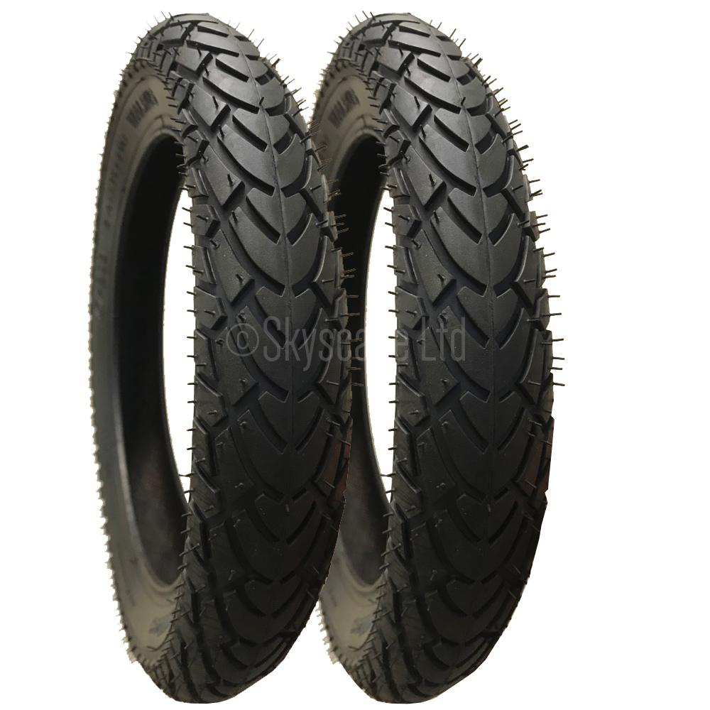 2 Pack - 12 1/2 x 1.75 x 2 1/4” Pram Tyres in Black - To fit Micralite Toro