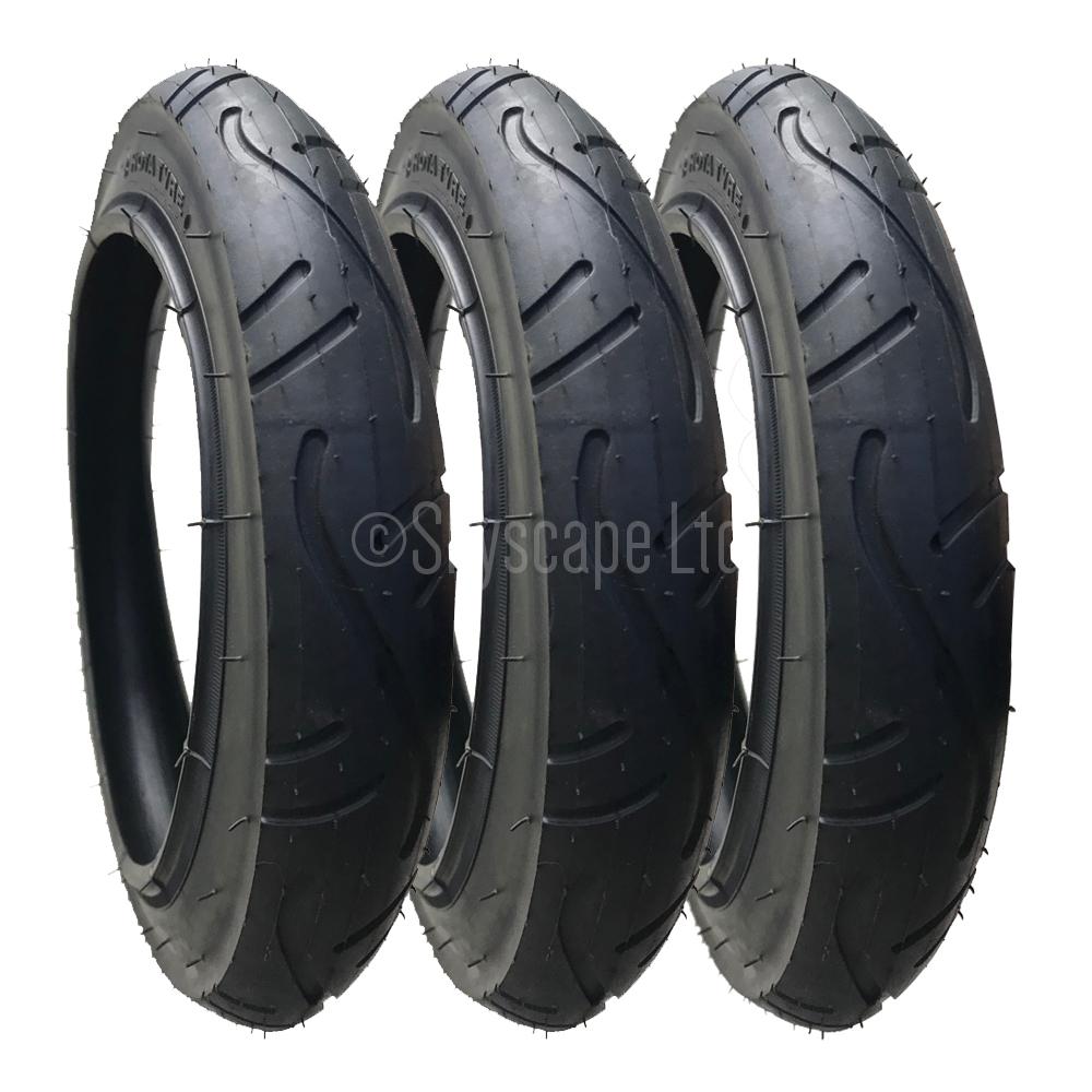 3 Pack - 12 x 1.75 - 2 1/4” Pram Tyres in Black - To fit Phil and Teds Classic