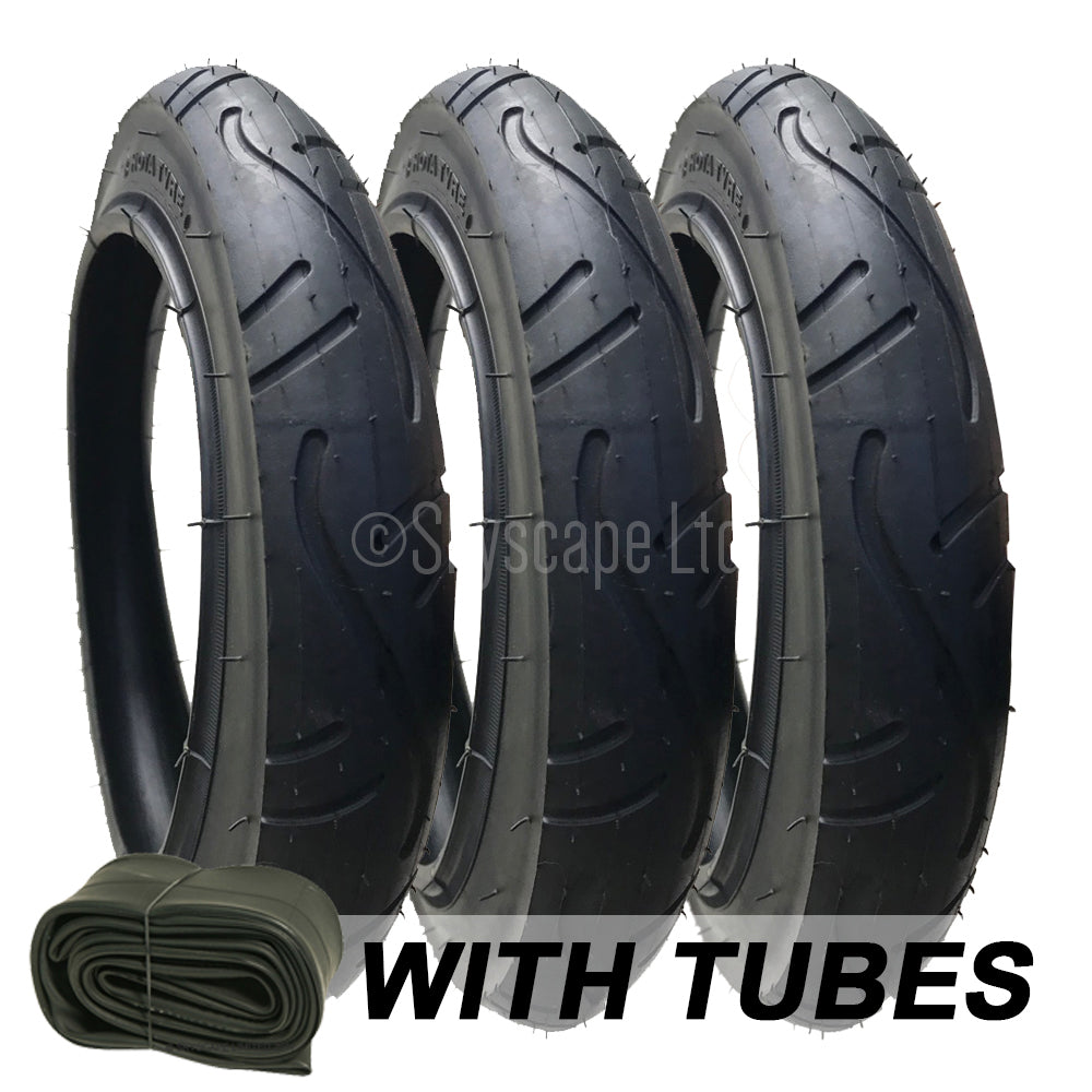 3 Pack - 12 x 1.75 - 2 1/4 Pram Tyres - Plus Inner Tubes