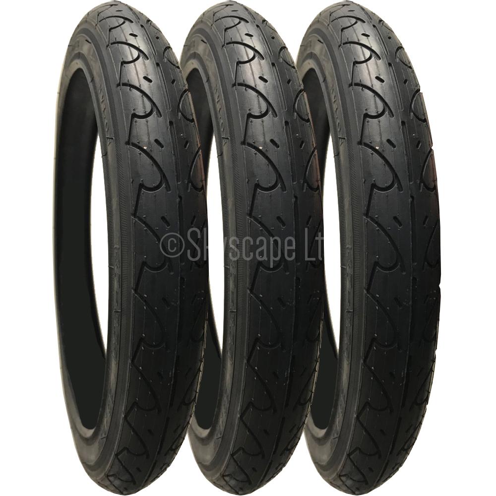 3 Pack - 16 x 1.75” Pram Tyres in Black - To fit Bob Sport Utility