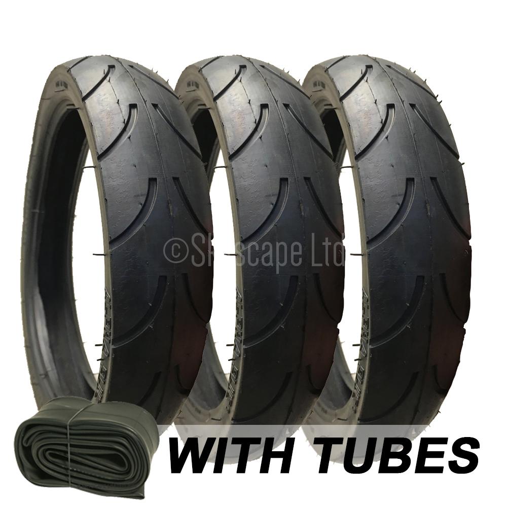 3 Pack - 270 x 47 Pram Tyres (Low-Profile) - Plus Inner Tubes - To fit Mammas & Pappas Skate