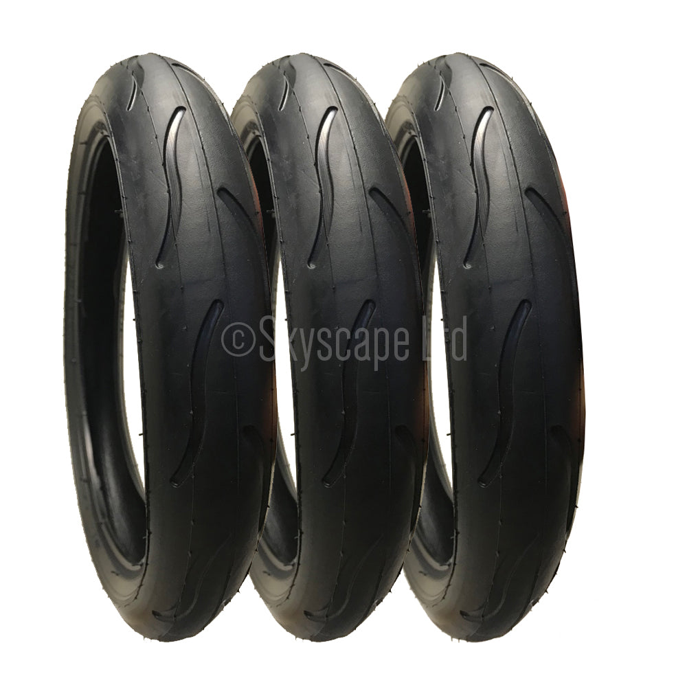 3 Pack - 300 x 55 Pram Tyres (Low Profile) in Black