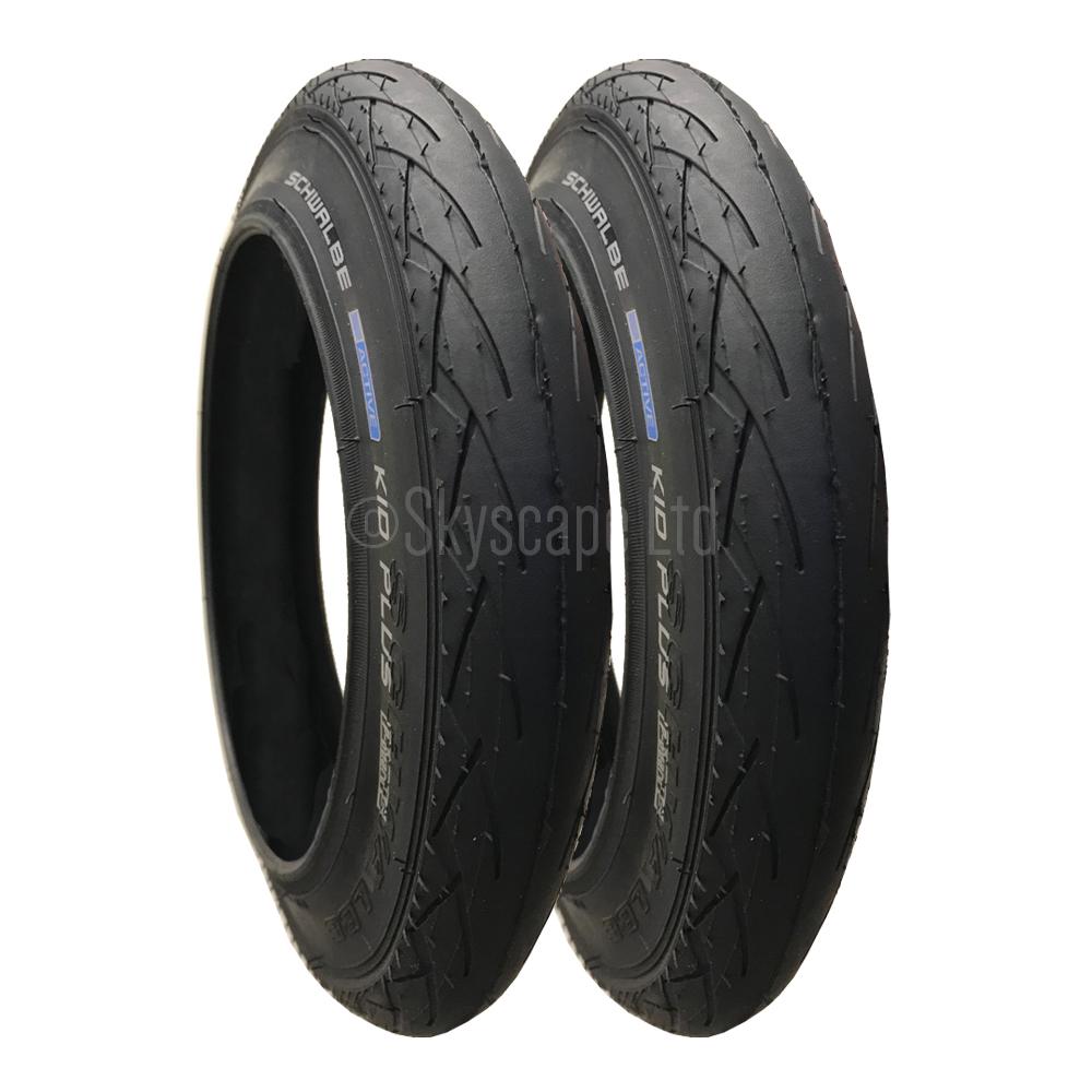 2 Pack - 12 x 1.75” Pram Tyres (Puncture Resistant Layer) in Black - To fit Britax Affinity