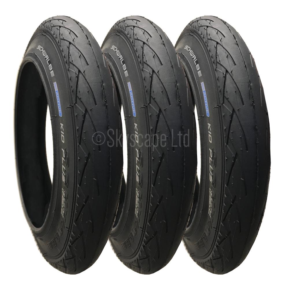 3 Pack - 12 x 1.75” Pram Tyres (Puncture Resistant Layer) in Black - To fit Hauck Infinity