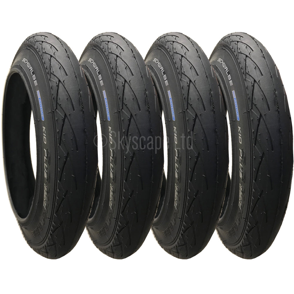 4 Pack - 12 x 1.75” Pram Tyres (Puncture Resistant Layer) in Black