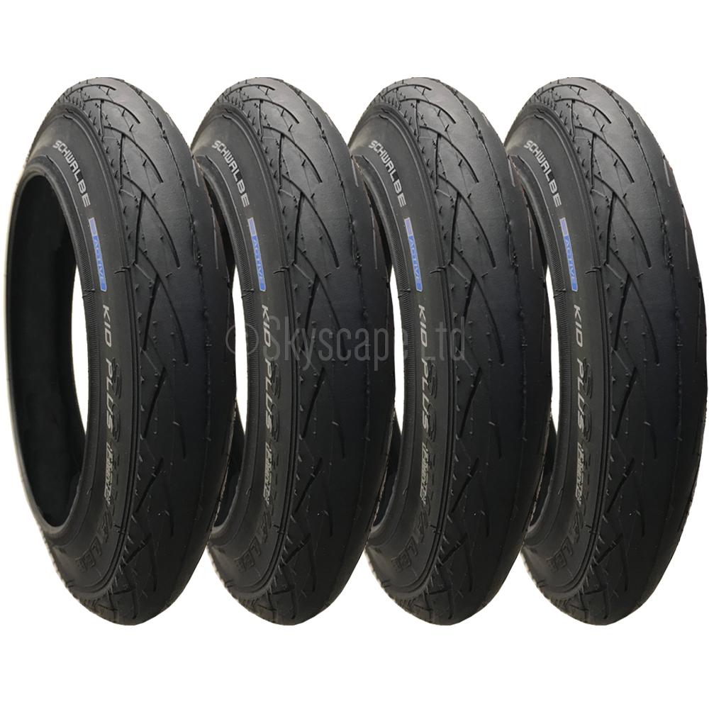 4 Pack - 12 x 1.75” Pram Tyres (Puncture Resistant Layer) in Black - To fit Emmaljunga Smart